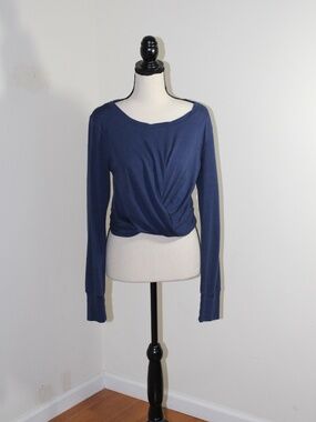 FP Movement by Free People Navy Long Sleeve crop Twist Front Top